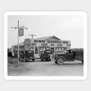 Hi-Way Sandwich Shop, 1939. Vintage Photo Sticker